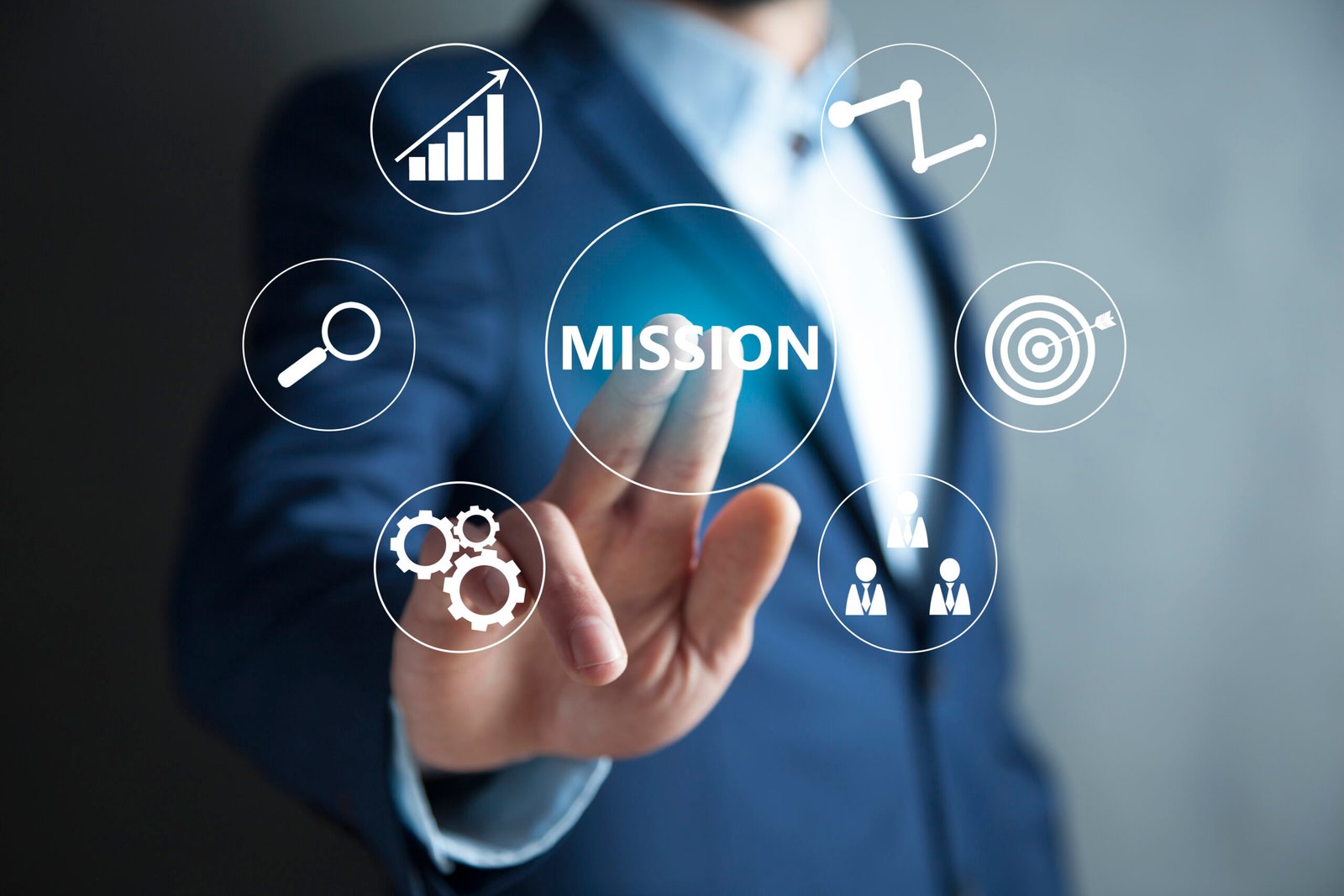 mission concept with business man